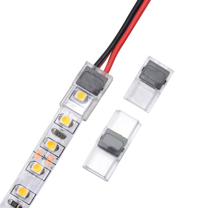 3528 8mm 2Pin solder-free quick connector butt buckle suitable for bare board monochrome LED light strip
